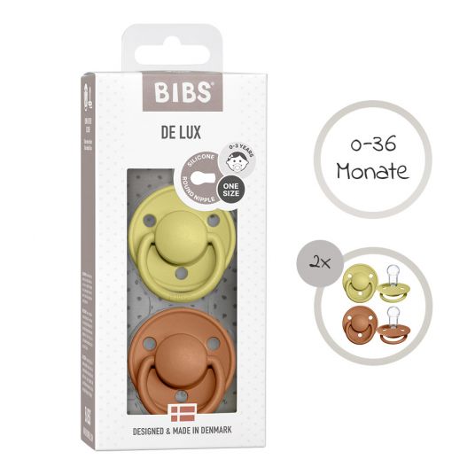 Bibs Pacifier - De Lux 2 Pack - Silicone - Meadow / Earth - Size 0-36 M