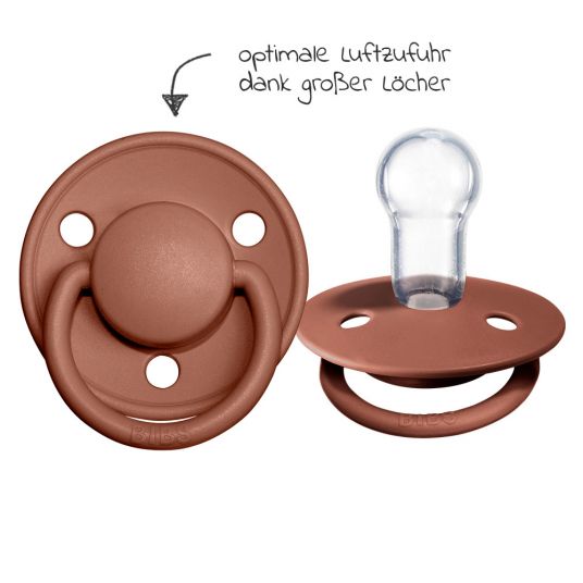 Bibs Pacifier - De Lux 2 Pack - Silicone - Woodchuck / Blush - Size 0-36 M