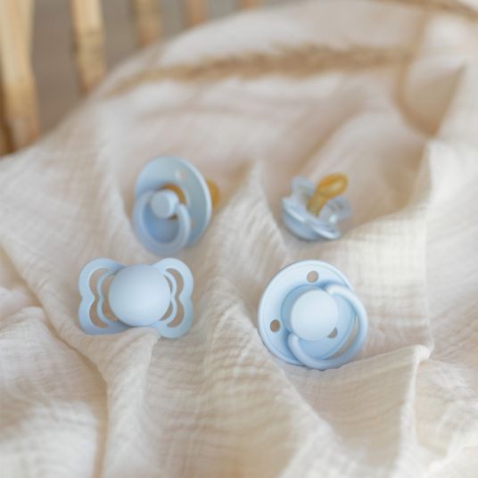 Bibs Pacifier Trial Set - Try-it Collection 4 Pack - Baby Blue - Size 0-6 M