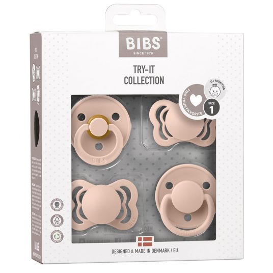Bibs Schnuller Probierset - Try-it Collection 4er Pack - Blush - Gr. 0-6 M