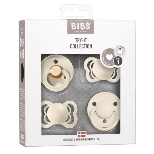 Bibs Schnuller Probierset - Try-it Collection 4er Pack - Ivory - Gr. 0-6 M