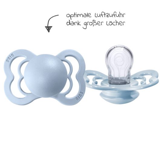 Bibs Pacifiers - Supreme 2 Pack - Silicone - Iron / Baby Blue - Size 0-6 M