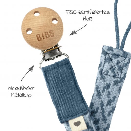 Bibs Schnullerband Pacifier Braid - Petrol / Baby Blue