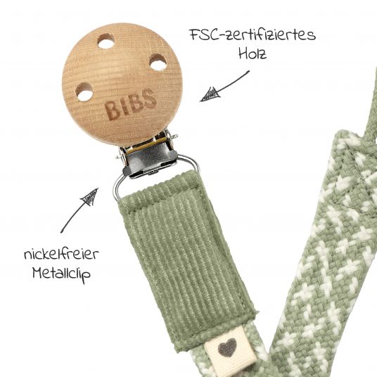 Bibs Schnullerband Pacifier Braid - Sage / Ivory