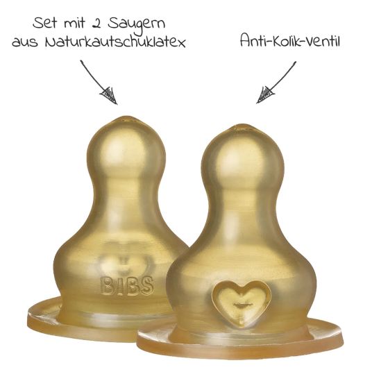 Bibs Trinksauger 2er Pack Latex Bottle Nipple - schneller Nahrungsfluss