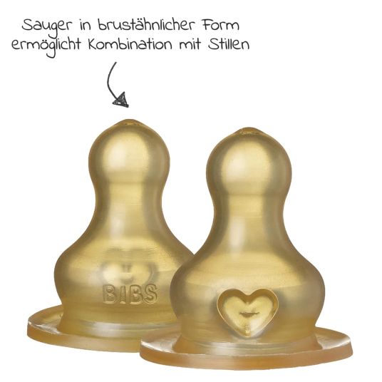 Bibs Trinksauger 2er Pack Latex Bottle Nipple - schneller Nahrungsfluss