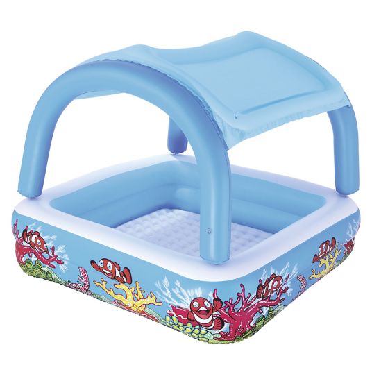 Bieco Baby pool with sun protection roof 147 x 147 cm - Blue
