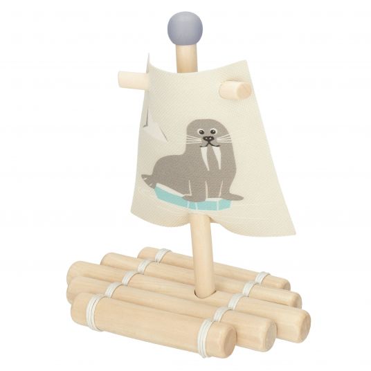 Bieco Bath toy wooden raft with sail