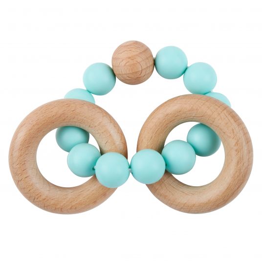 Bieco Wooden teething ring with silicone chain - Green