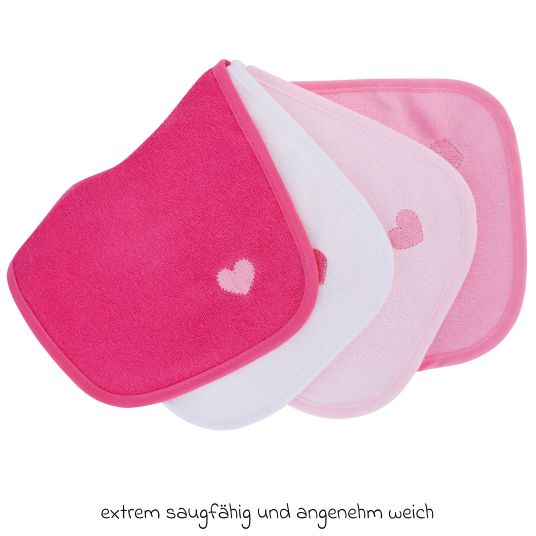 Bieco Velcro Bib 4 Pack - Pink Pink