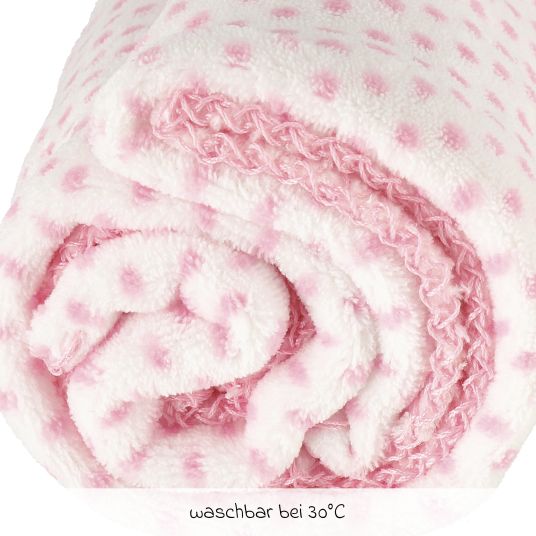 Bieco Blanket Fluffy 70 x 100 cm - spotted pink