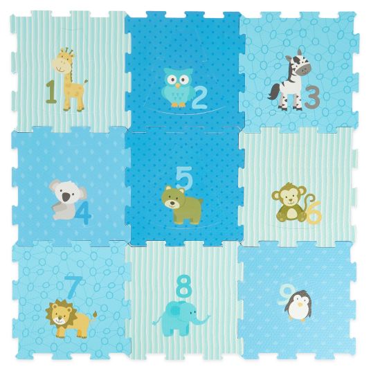 Bieco Tappeto puzzle 18 pezzi - Animali - Blu