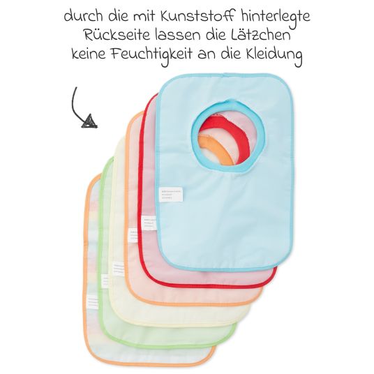 Bieco Schlupf-Lätzchen 6er Pack Frottee mit Folienrückseite - Rainbow
