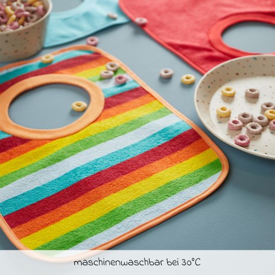 Bieco Schlupf-Lätzchen 6er Pack Frottee mit Folienrückseite - Rainbow