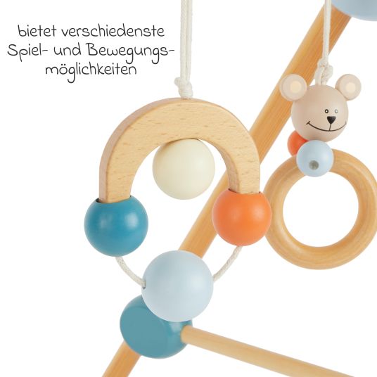 Bieco Height-adjustable wooden baby gym trapeze - bear