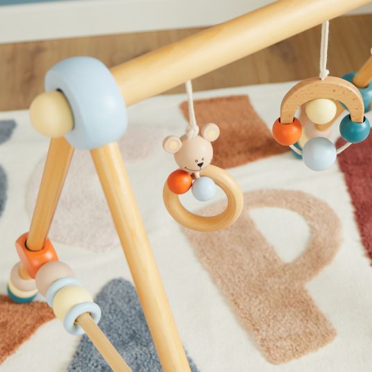 Bieco Height-adjustable wooden baby gym trapeze - bear