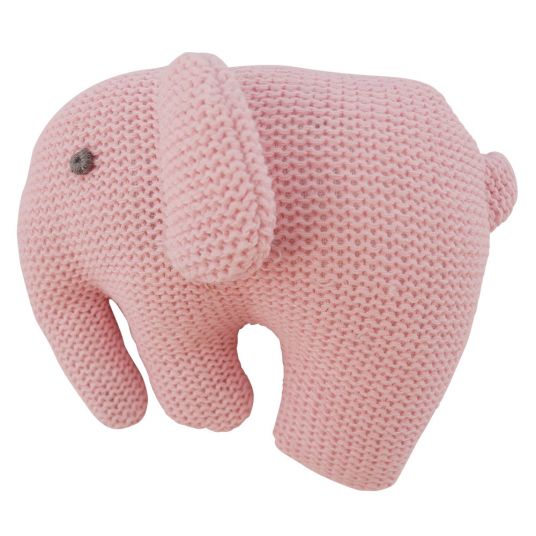 Bieco Knitted Gripper with Squeaker - Elephant - Pink