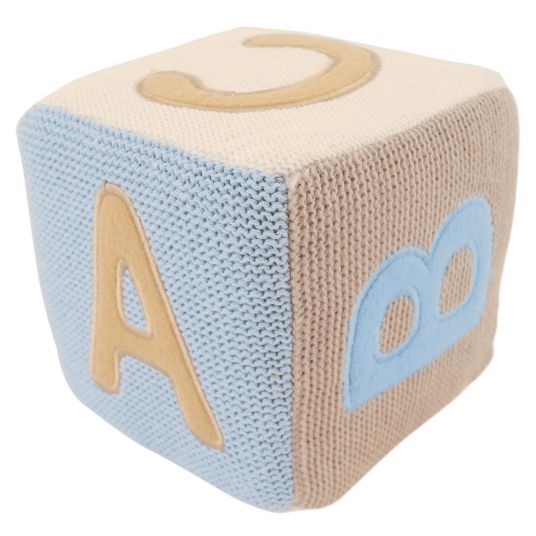 Bieco Cubo da gioco ABC lavorato a maglia - Blu