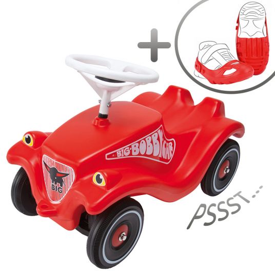 BIG Bobby Car Classic Set incl. whisper wheels + shoe protector New Shoe-Care - Red