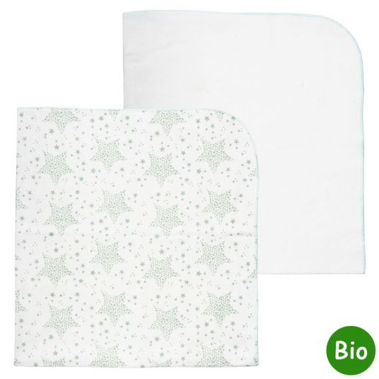 biobaby Molle blanket double pack 80 x 75 cm - Stars - Mint