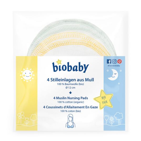 biobaby Imbottiture per l'allattamento - Confezione da 4 pezzi - Bianco naturale