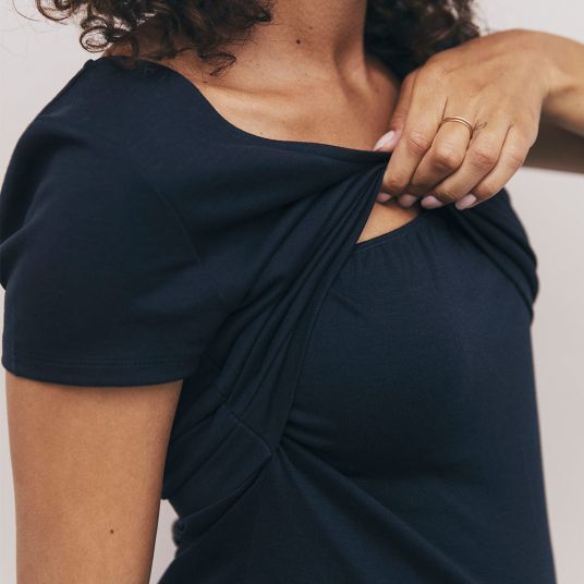 boob Dress with breastfeeding function organic cotton - Dark blue - Size S