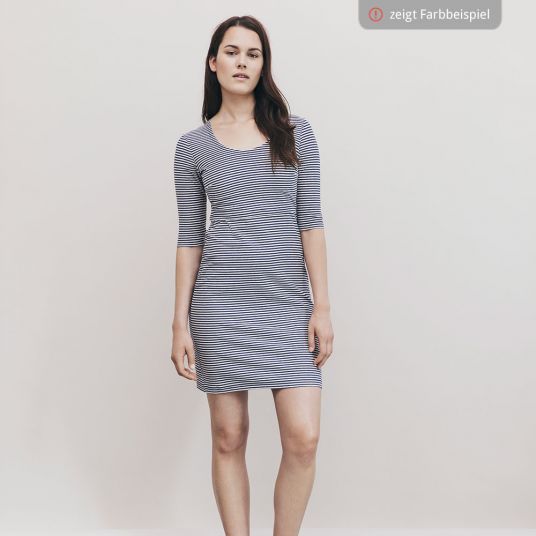 boob Kleid mit Stillfunktion Bio-Baumwolle - Streifen Schwarz Offwhite - Gr. S