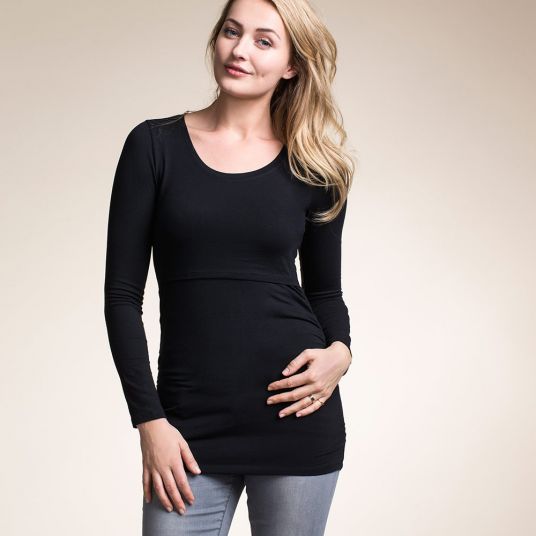 boob Long sleeve shirt gathers with breastfeeding function - Black - Gr. S
