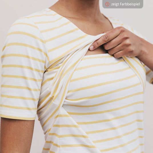boob T-Shirt mit Stillfunktion Bio-Baumwolle - Streifen Offwhite Dunkelblau - Gr. S