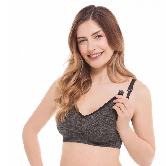 bravado Reggiseno per l'allattamento e la gravidanza Body Silk Seamless Yoga - Antracite-Melange - Taglia M