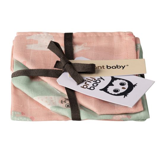 Briljant Baby Gauze washcloth / care cloth 3-pack 30 x 30 cm - Llamas - Pink Mint
