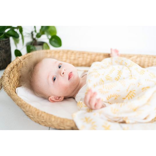 Briljant Baby Einschlag- & Mulltuch / Pucktuch 2er Pack 120 x 120 cm - Botanic - Organic Cotton - Gelb