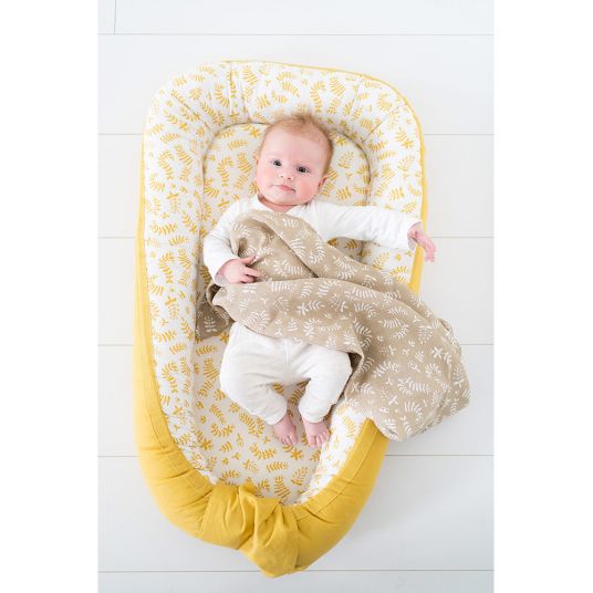 Briljant Baby Panno per impacchi e mussola / panno per pacchi da 120 x 120 cm - Botanic - Cotone organico - Sabbia