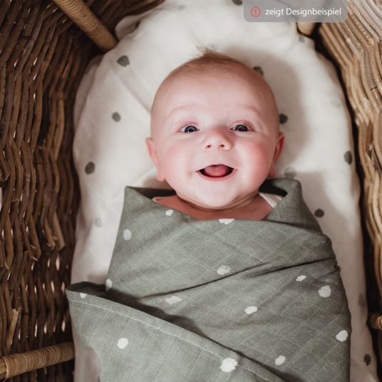 Briljant Baby Wrap & muslin cloth / puck cloth 2pc pack 120 x 120 cm - Dinos - White Mint
