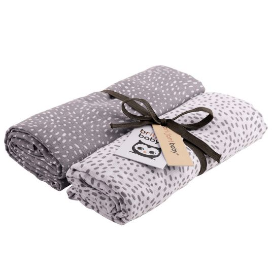 Briljant Baby Wrap & muslin cloth / puck cloth 2-pack 120 x 120 cm - Minimal Dots - White Gray