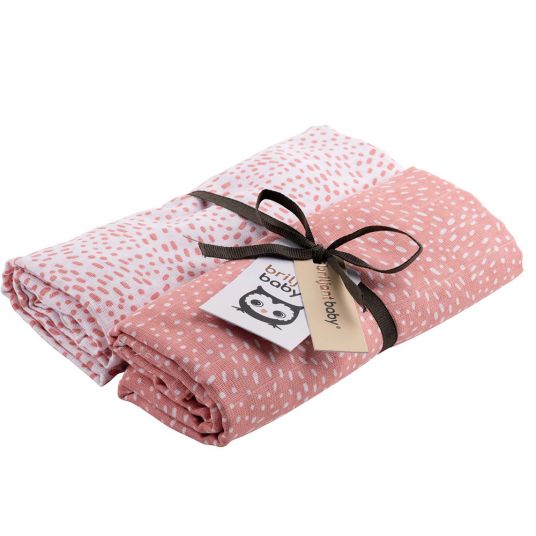 Briljant Baby Panno Wrap & Gauze / Panno Puck 2 Pack 120 x 120 cm - Minimal Dots - Bianco Rosa
