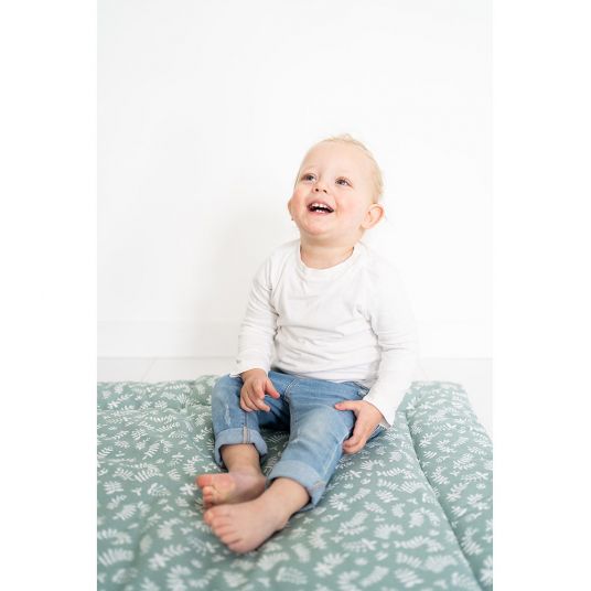 Briljant Baby Toddler blanket 80 x 100 cm - Botanic - Organic Cotton - Stonegreen
