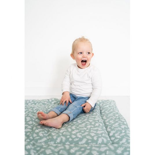 Briljant Baby Krabbeldecke 80 x 100 cm - Botanic - Organic Cotton - Stonegreen