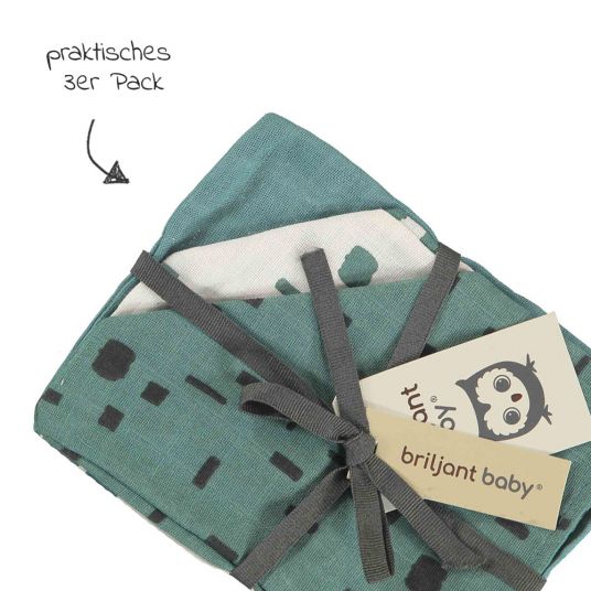 Briljant Baby Mull-Waschhandschuh 3er Pack 17 x 20 cm - Art - Artic