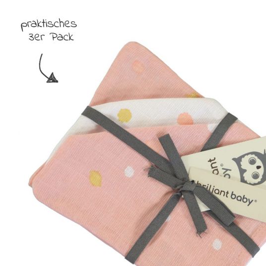 Briljant Baby Guanto di garza per lavaggio 3 confezioni 17 x 20 cm - Sunny - Rosa