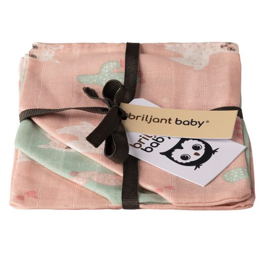 Briljant Baby Gauze Washing Glove 3 Pack - Llamas - Pink Mint