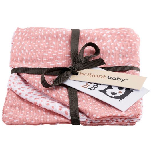 Briljant Baby Mull-Waschhandschuh 3er Pack - Minimal Dots - Weiß Rosa
