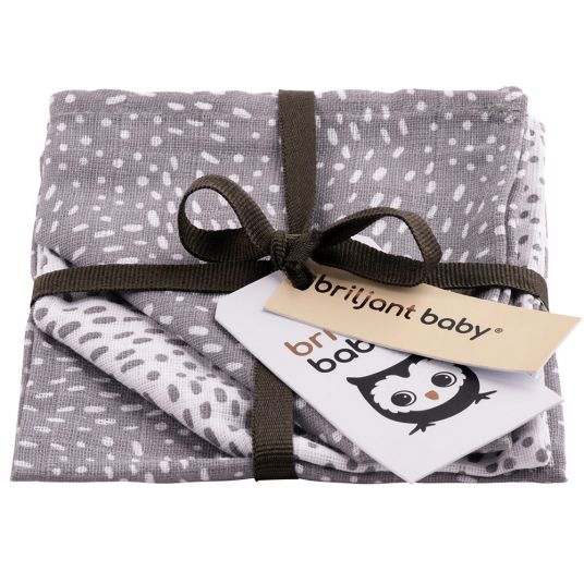 Briljant Baby Gauze washcloth / care cloth 3-pack 30 x 30 cm - Minimal Dots - White Gray