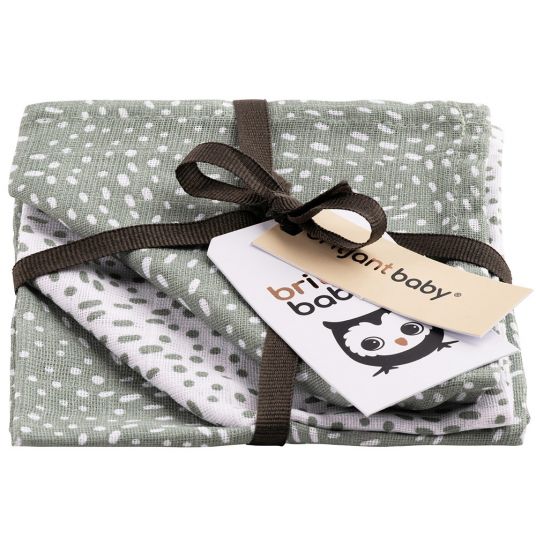 Briljant Baby Mull-Waschlappen / Pflegetuch 3er Pack 30 x 30 cm - Minimal Dots - Weiß Grün