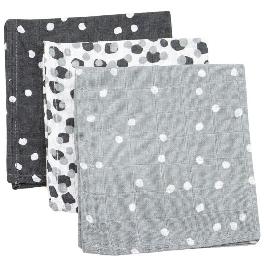Briljant Baby Gauze washcloth / care cloth 3-pack 30 x 30 cm - Spots - Iron