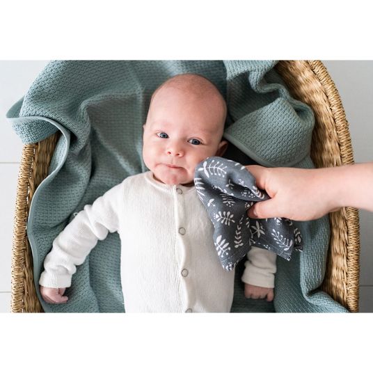 Briljant Baby Mull-Waschlappen / Pflegetuch 4er Pack 30 x 30 cm - Botanic - Organic Cotton - Blau-Grau