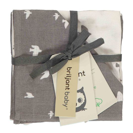 Briljant Baby Gauze washcloth / care cloth 4-pack 30 x 30 cm - Organic Cotton - Birds - Tornado