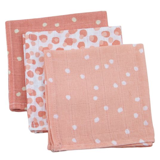 Briljant Baby Mull-Waschlappen / Pflegetuch 3er Pack 30 x 30 cm - Spots - Pink