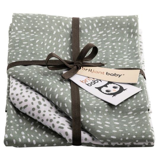 Briljant Baby Gauze diapers 3 pack 70 x 70 cm - Minimal Dots - White Green