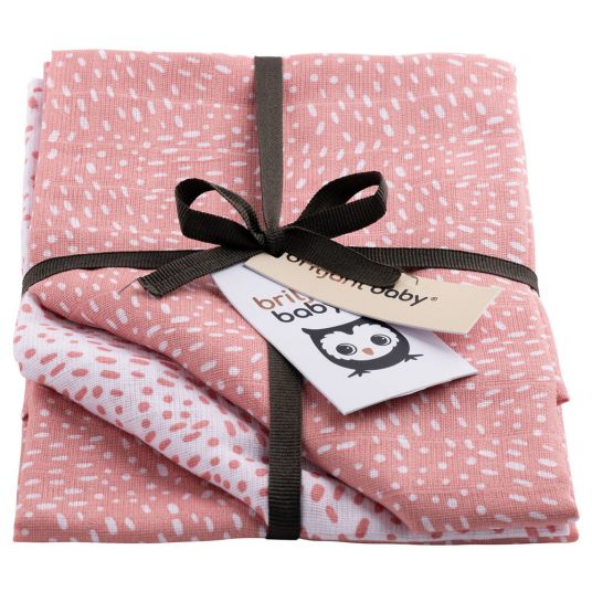Briljant Baby Mullwindeln 3er Pack 70 x 70 cm - Minimal Dots - Weiß Rosa